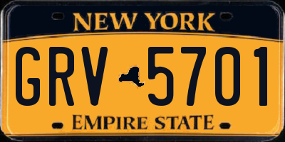 NY license plate GRV5701