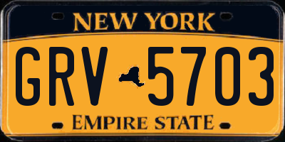 NY license plate GRV5703