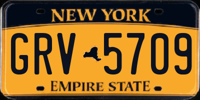 NY license plate GRV5709