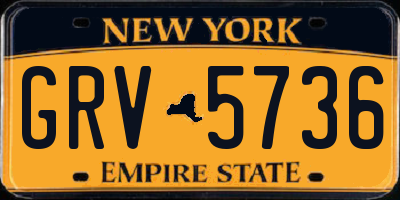 NY license plate GRV5736
