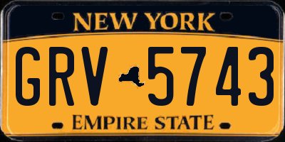 NY license plate GRV5743