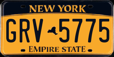 NY license plate GRV5775