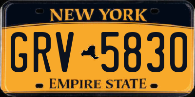 NY license plate GRV5830