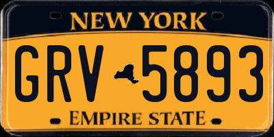NY license plate GRV5893