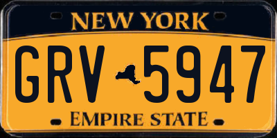 NY license plate GRV5947
