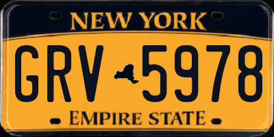 NY license plate GRV5978