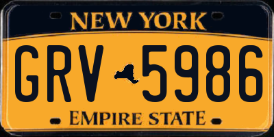 NY license plate GRV5986