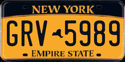 NY license plate GRV5989