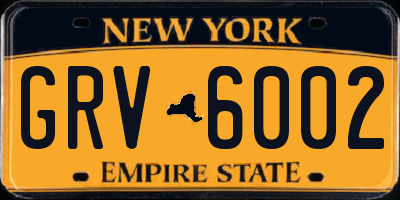 NY license plate GRV6002