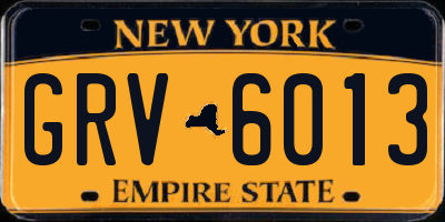 NY license plate GRV6013