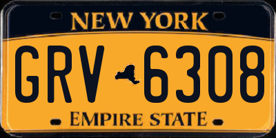 NY license plate GRV6308