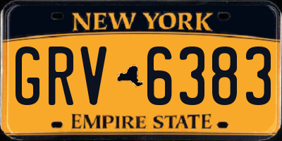 NY license plate GRV6383