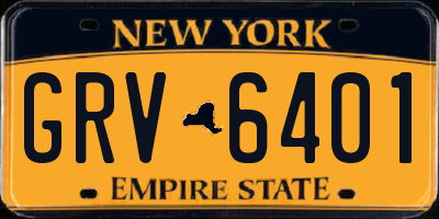 NY license plate GRV6401