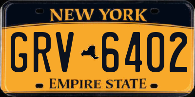 NY license plate GRV6402