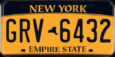 NY license plate GRV6432