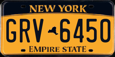 NY license plate GRV6450