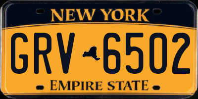 NY license plate GRV6502