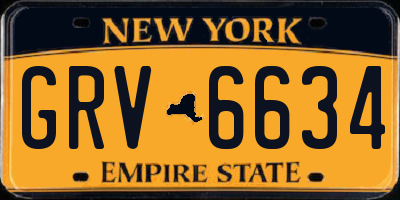 NY license plate GRV6634