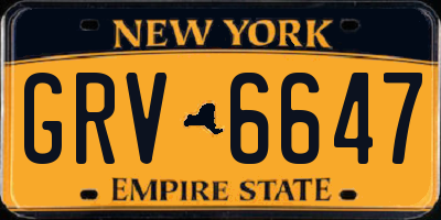 NY license plate GRV6647
