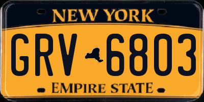 NY license plate GRV6803