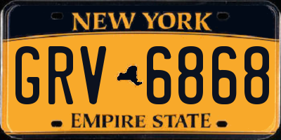 NY license plate GRV6868
