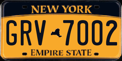 NY license plate GRV7002
