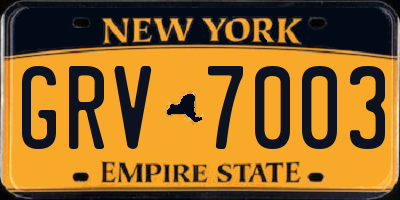 NY license plate GRV7003