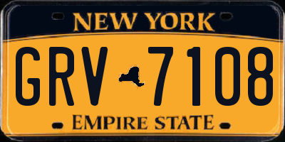 NY license plate GRV7108