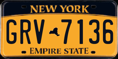 NY license plate GRV7136