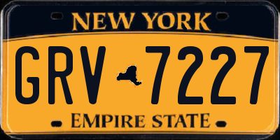 NY license plate GRV7227