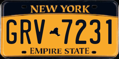 NY license plate GRV7231