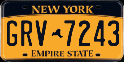 NY license plate GRV7243