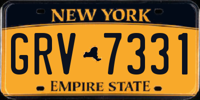 NY license plate GRV7331