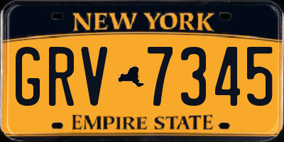 NY license plate GRV7345