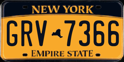 NY license plate GRV7366