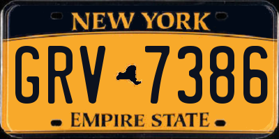 NY license plate GRV7386