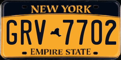 NY license plate GRV7702