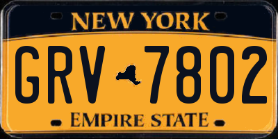 NY license plate GRV7802