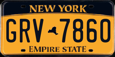 NY license plate GRV7860