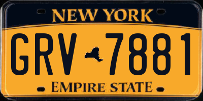 NY license plate GRV7881