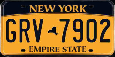 NY license plate GRV7902
