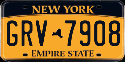 NY license plate GRV7908