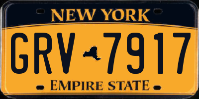 NY license plate GRV7917