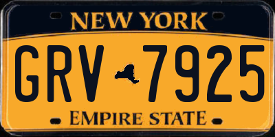 NY license plate GRV7925