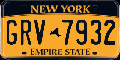 NY license plate GRV7932