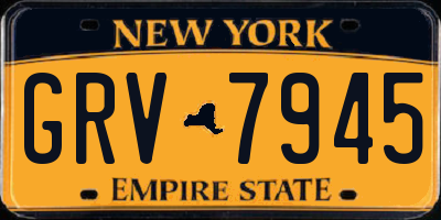 NY license plate GRV7945