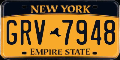 NY license plate GRV7948