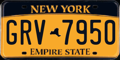 NY license plate GRV7950