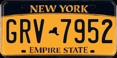 NY license plate GRV7952