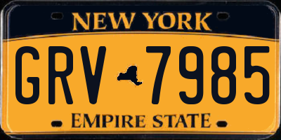 NY license plate GRV7985